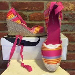 Nine West Cotton Stripe w Ribbon Tie Espadrilles